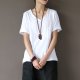 Artistic Tianzhu Cotton Short Sleeve Worn Looking Washed-out V-neck T-shirt