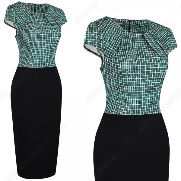 Slim Printed Round Neck Short Sleeve Pencil Skirt Women